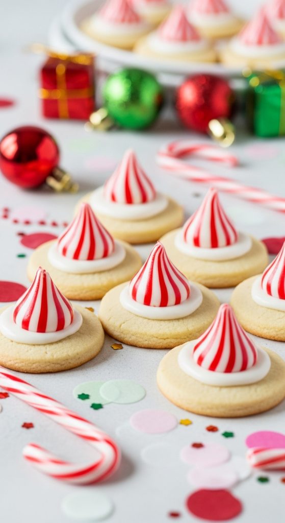 Candy Cane Kiss Cookies