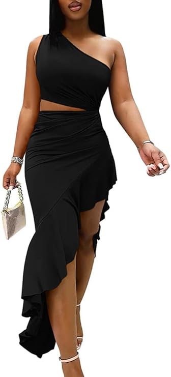 BEAGIMEG One Shoulder Dress