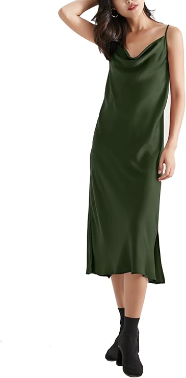 Satin Cowl Neck Slip Dress