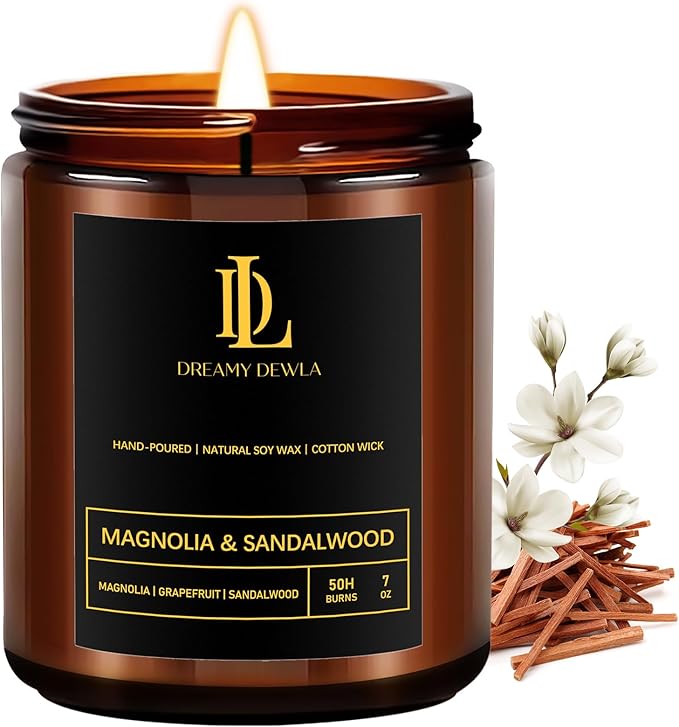 Magnolia & Sandalwood Scented Candle