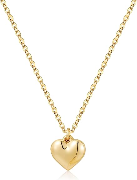 Gold Puffy Heart Necklace