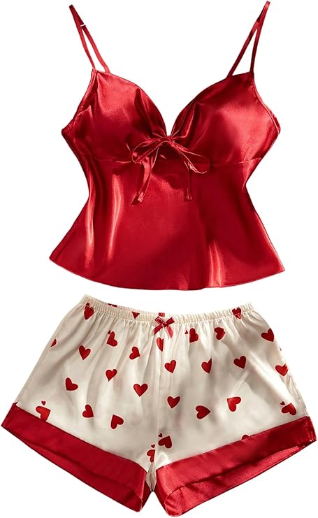 Satin Cami and Heart Shorts PJ Set