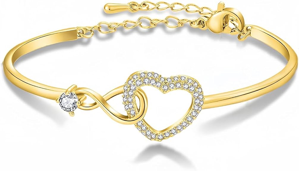 Infinity Heart Bangle Bracelet