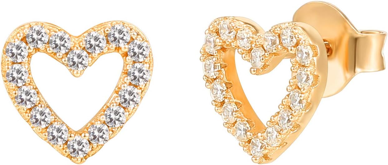 PAVOI Sterling Silver Heart Stud Earrings