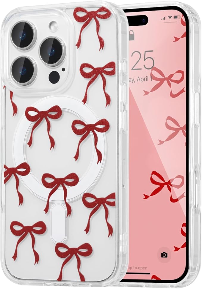 Burgundy Bow MagSafe iPhone Case