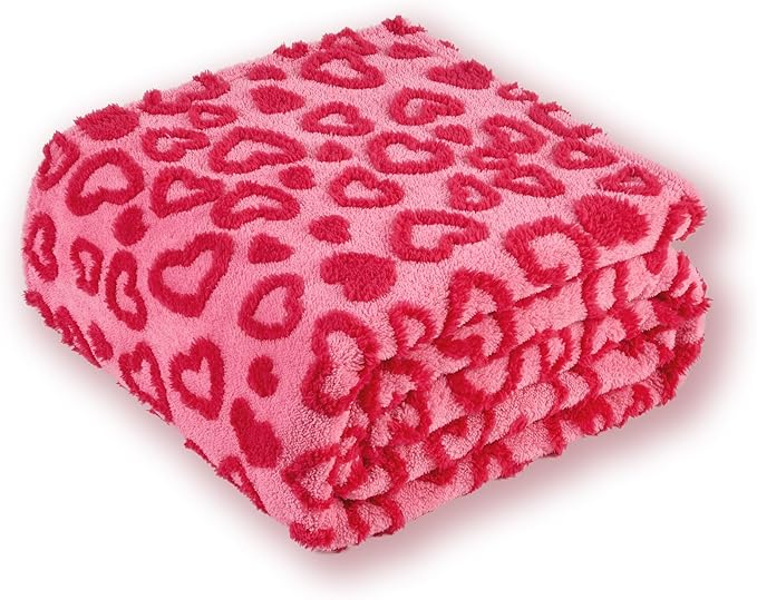 Hot Pink Heart Throw Blanket