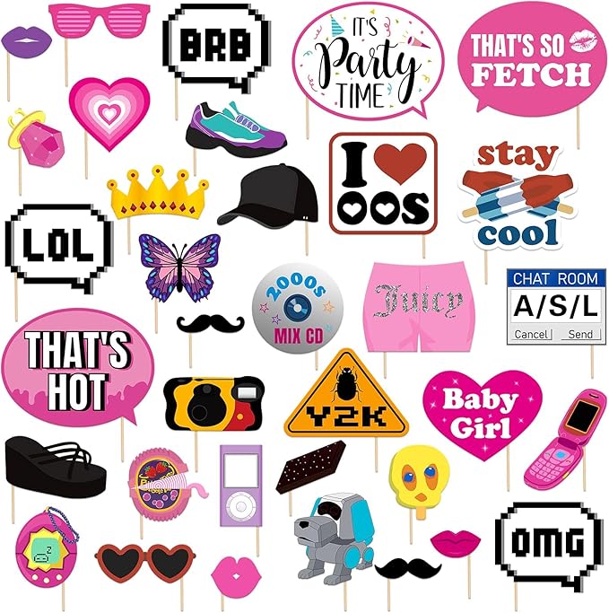 35Pcs 2000s Party Photo Booth Props