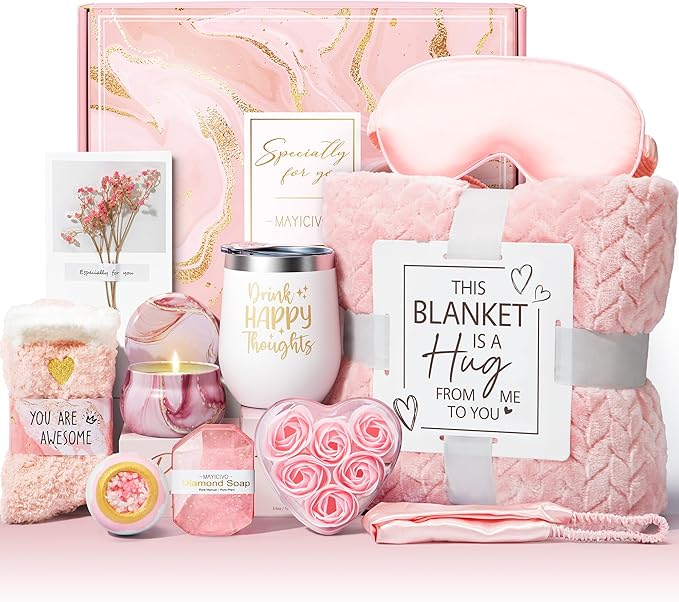 Rose Spa Gift Basket with Blanket