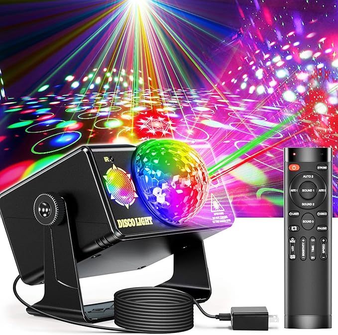 Party Lights, DJ Disco Light Disco Ball Light Sound Activated Strobe Stage Lights