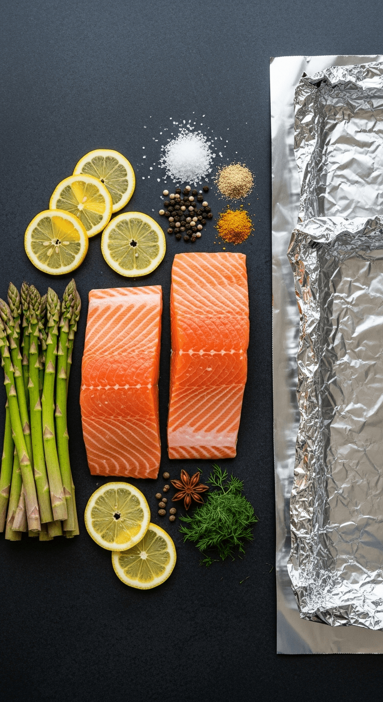 Ingredients for salmon and asparagus foil pack mea .11.png