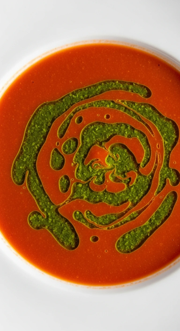 Rich tomato soup garnished with a swirl of vibrant .4.webp