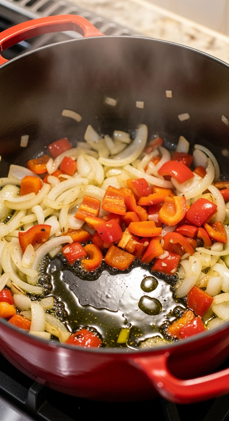 Sauting onions and bell peppers to create the chil .2.webp