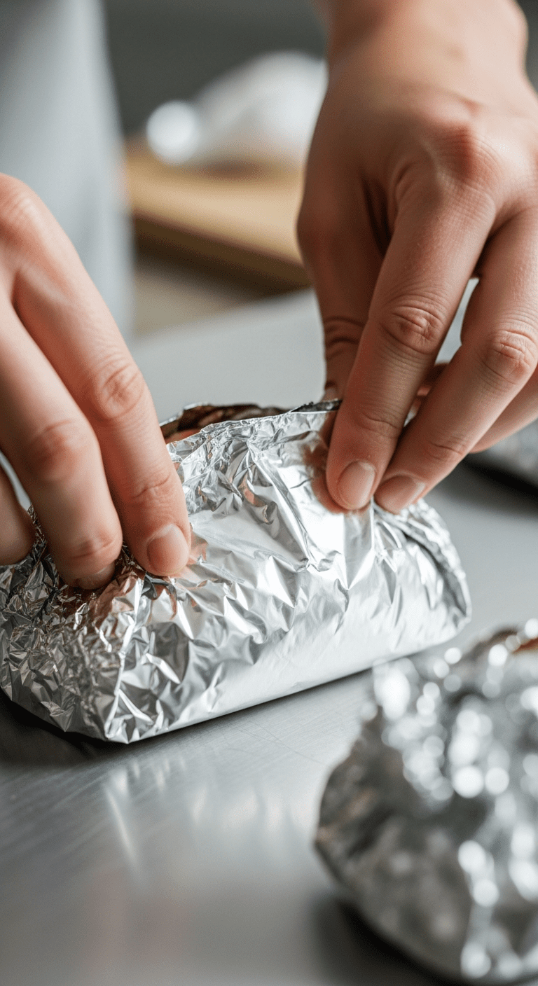 Sealing the edges of the salmon and vegetable foil .12.png