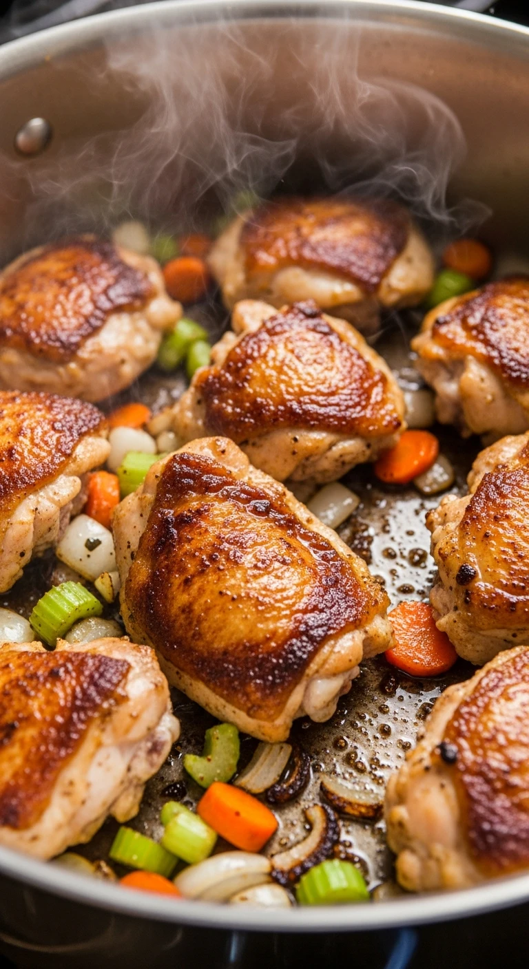 Searing chicken pieces and vegetables in a stockpo .2.webp
