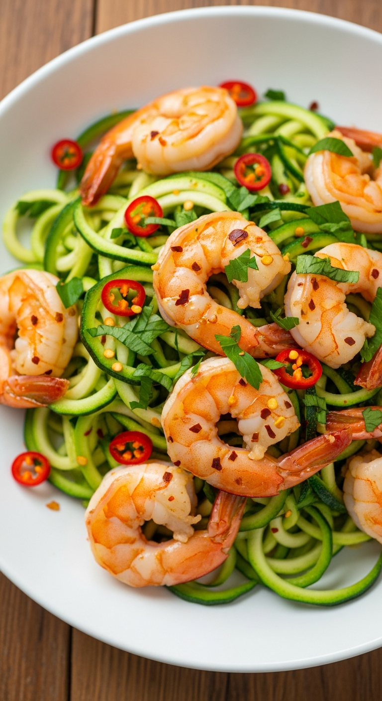 Shrimp scampi served over fresh zucchini noodles .46.png