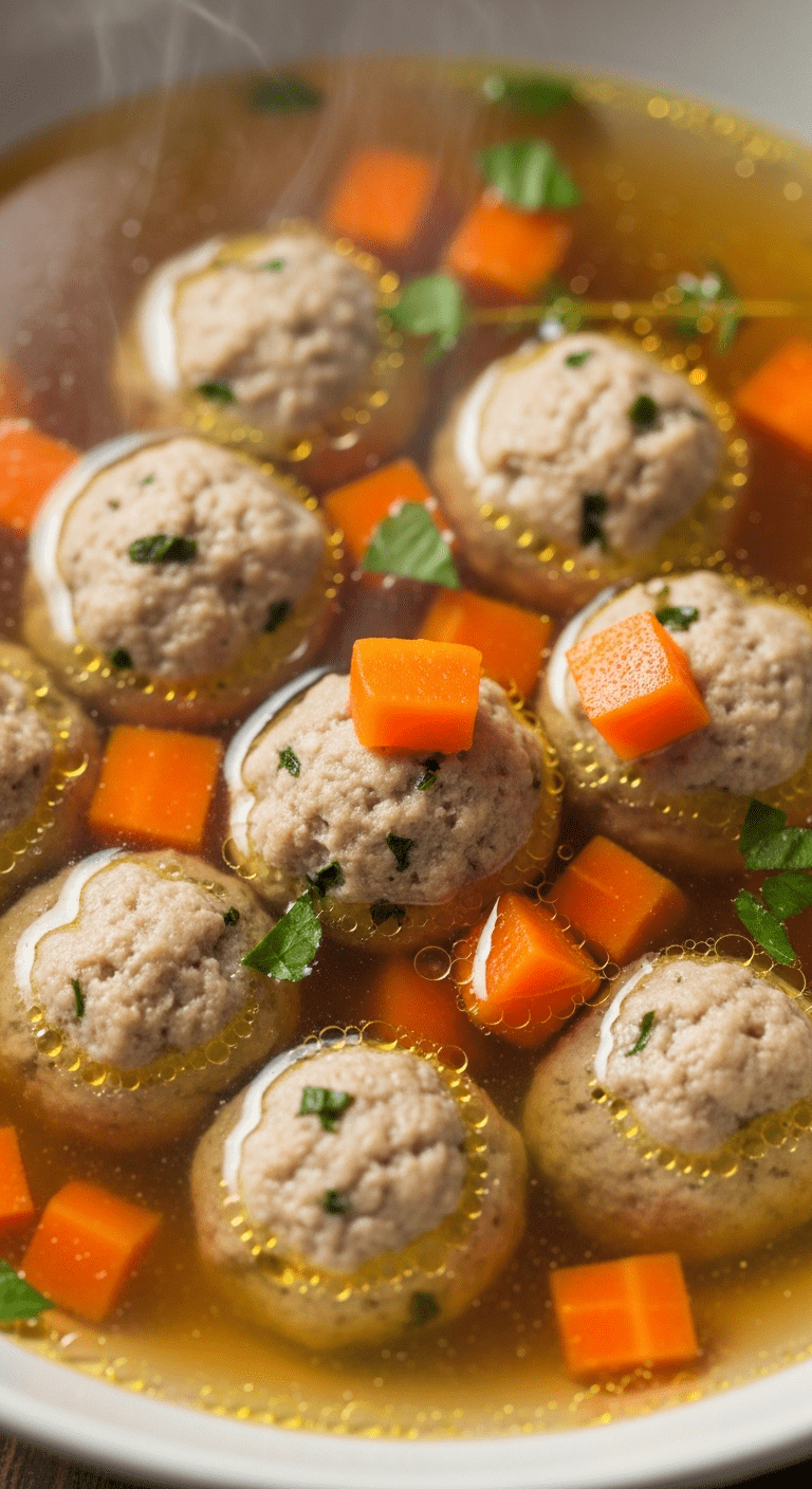 Simmering small turkey meatballs in broth .36.png