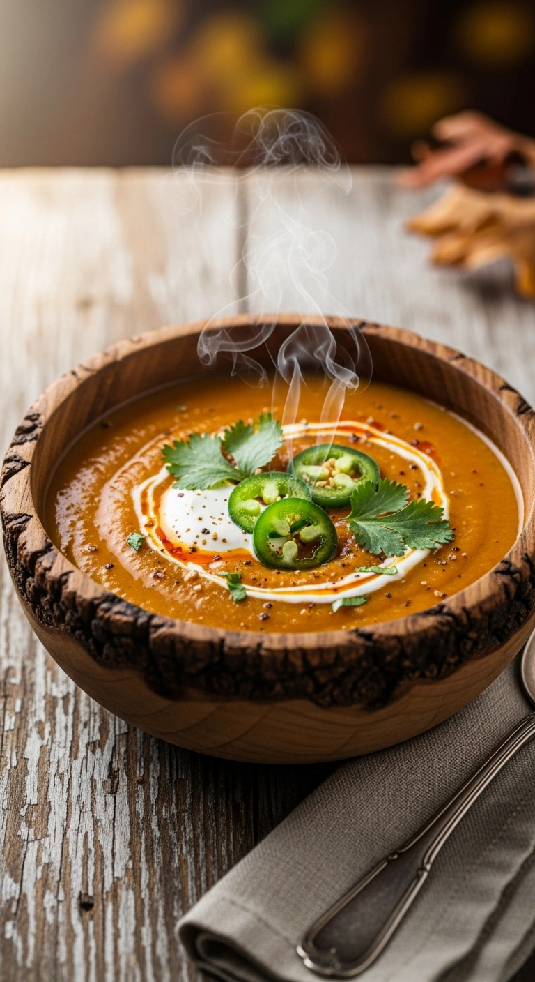 Smoky spicy butternut squash soup with cilantro and sour cream .2.webp