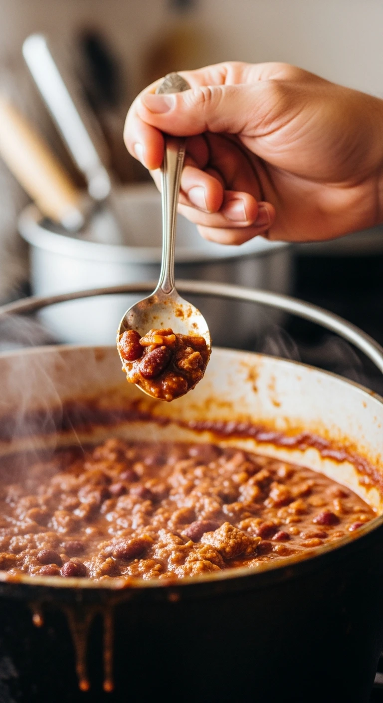 Tasting the chili for final seasoning adjustments .10.webp