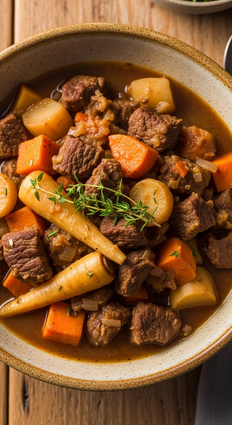 Wholesome root vegetable beef stew featuring seaso .7.webp