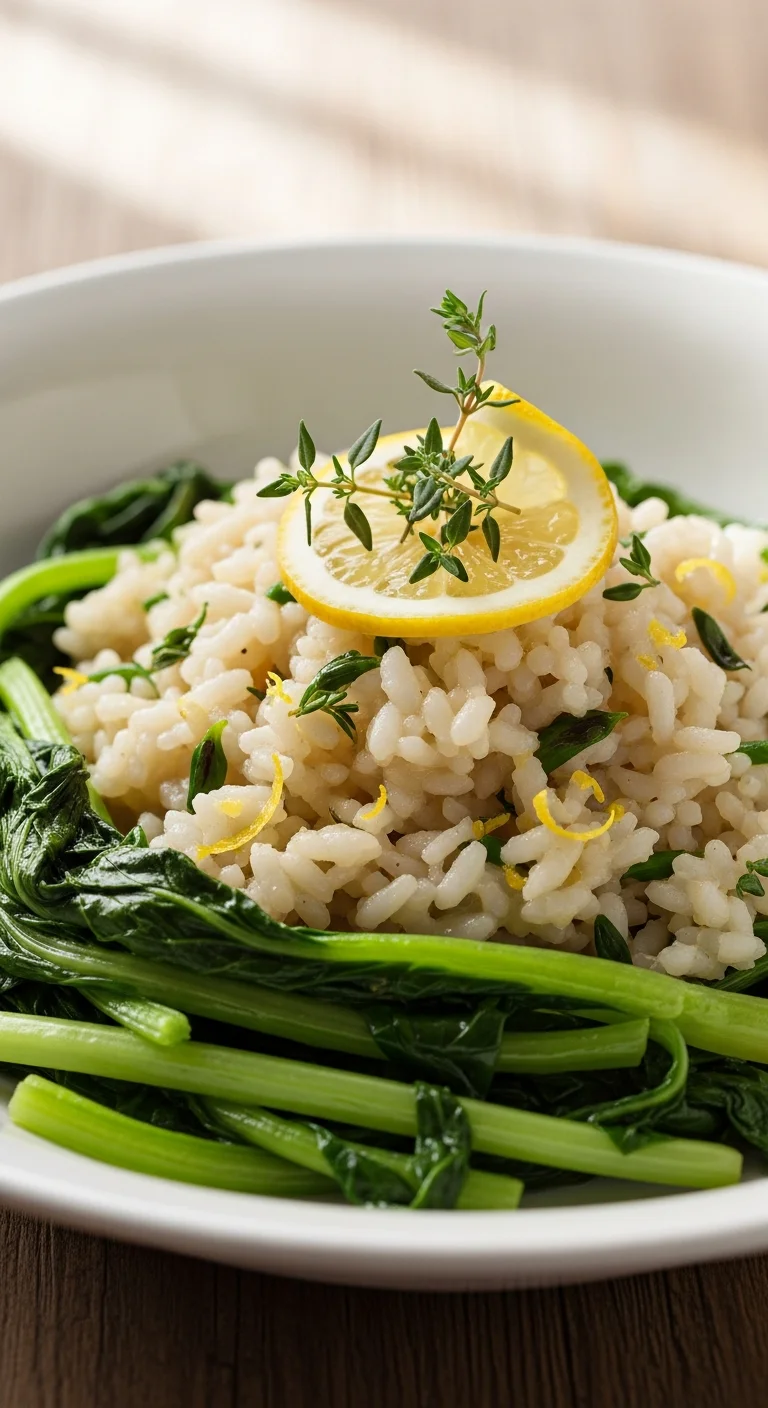 Turnip Greens with Lemon Thyme Risotto