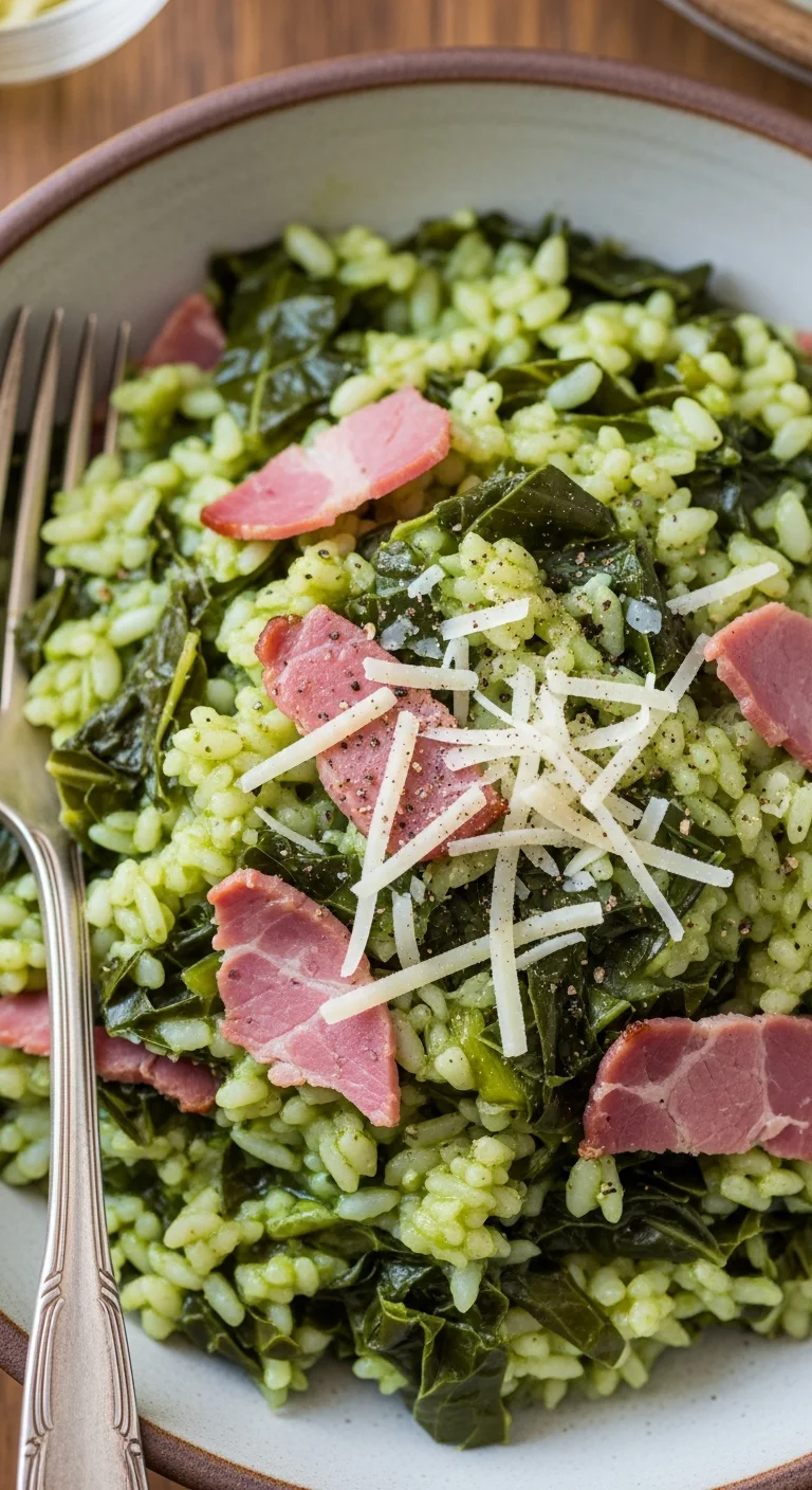 Collard Greens and Smoked Ham Risotto