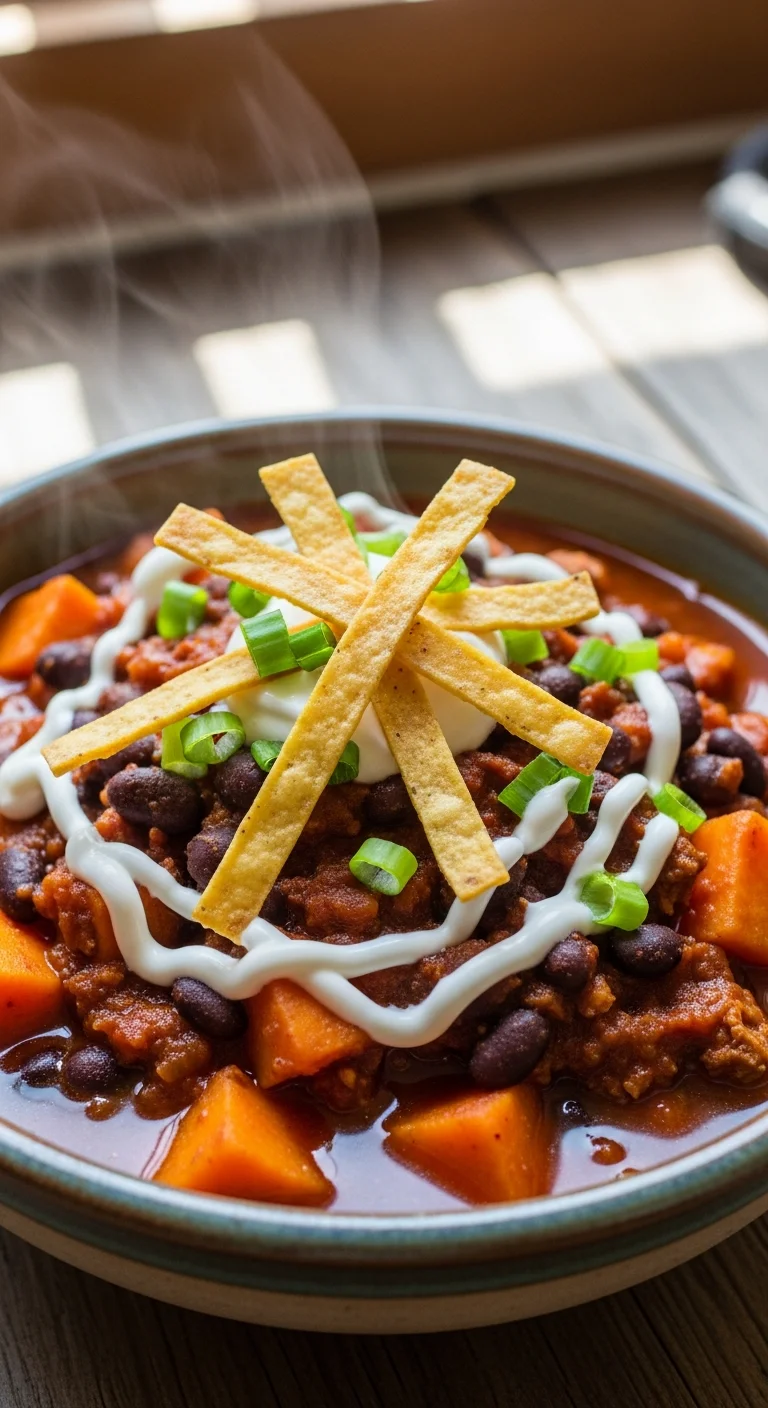 4. Sweet Potato and Black Bean Chili (Vegan Option Friendly)
