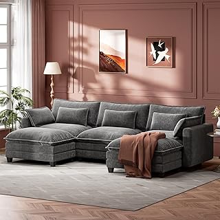 Marsail Modular Sectional Sofa 110.6 U-Shaped Modern Comfy Cloud Couch, 5-Seat Chenille Deep Seat Sofa with Movable Ottoman