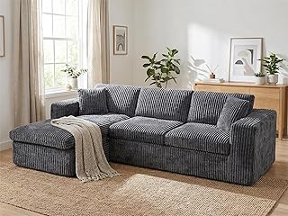 Vongrasig 105 Boneless Couches for Living Room, Sectional Couches Modular Sofa with L-Shaped Chaise, Memory Foam Comfy Cloud Couch with Plush Corduroy Fabric
